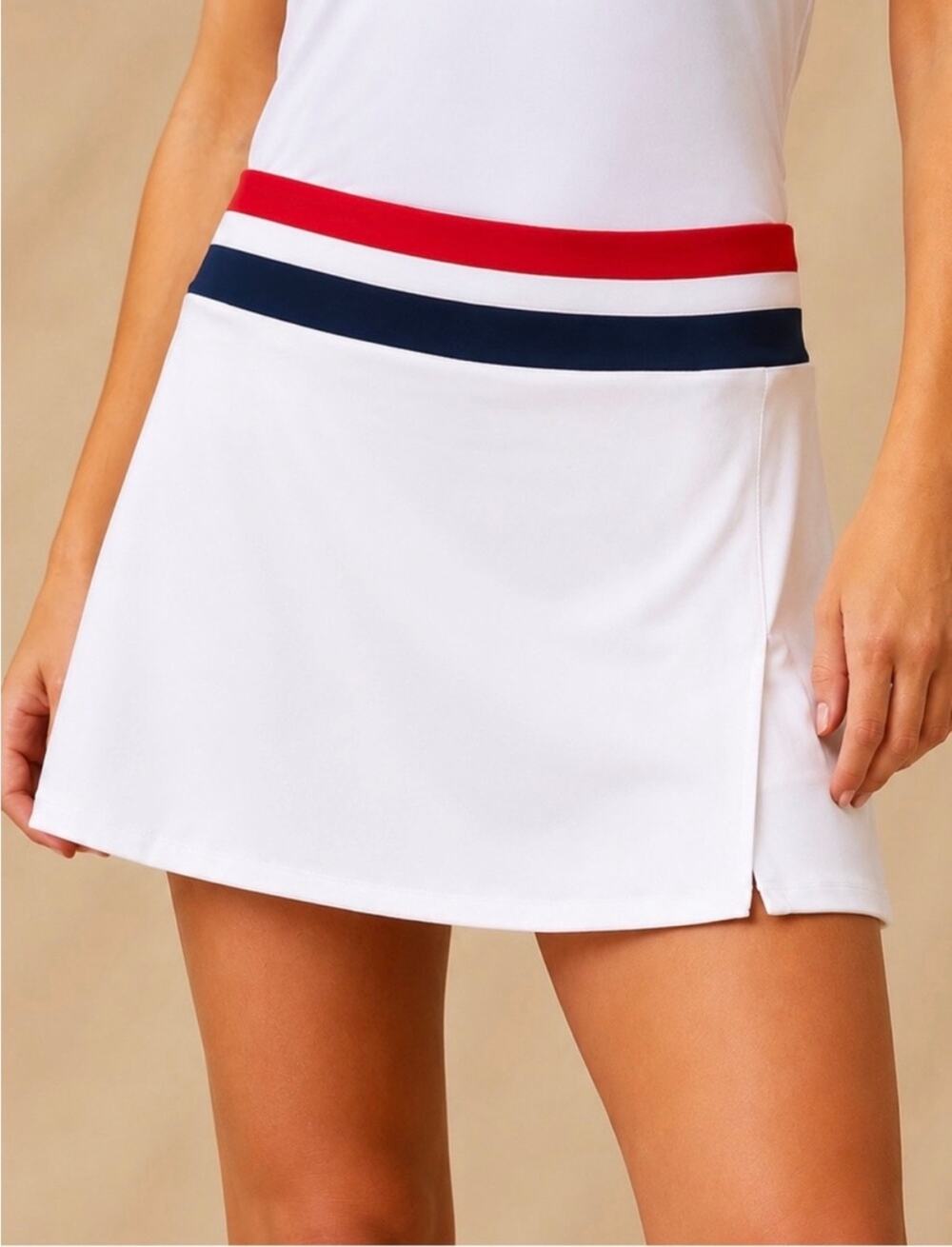 TUCKERNUCK Tnuck Sport Americana Piped Tennis Skort White Large NWT